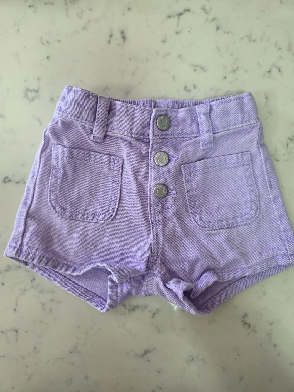 Old Navy Lilac Denim Button-Front Baby Shorts 18-24mo